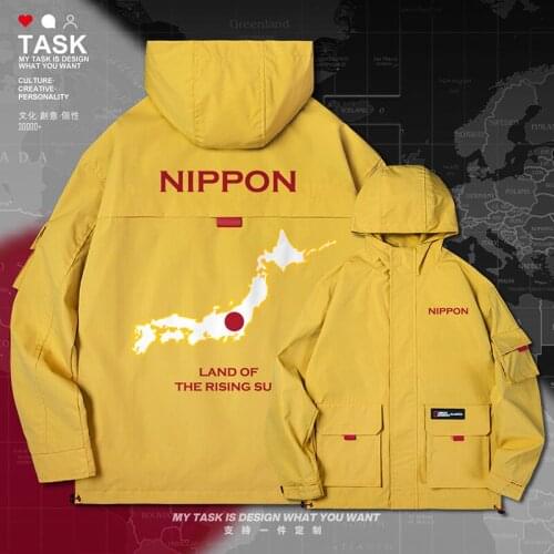 Japan Nippon JPN Japanese men jacket hooded map nation flag trench coat men casual mens mens jackets printed autumn clothes