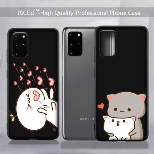 Fun Cartoon Peach Mochi Cat Phone Case For Samsung Galaxy S20 S21 Plus Ultra 5g S10E A52 S30 S21 S9 Plus S20 Fe Lite Cover