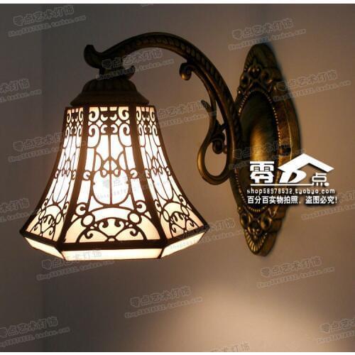 Tiffany European Baroque mirror lamp single head Bohemia bathroom bedroom bedside iron wall lamp