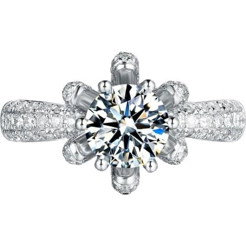 Rose Gold Big Diamond 2ct Mossan Stone Real 925 Sterling Silver Rings for Women Luxury Engagement Exquisite Wedding Elegant Gift