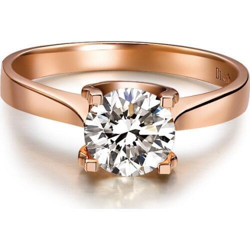 1 Carat Rose Gold 14K Simple Life Style Shiny Simulate Diamond Women Wedding Ring Best Propose Pure Gold Party Gift For Girl