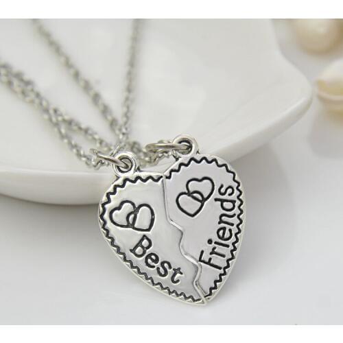 New Fashion Women Hand Made Hollow Broken Heart Crystal Couple pendant necklace bestfriends BFF gift statement choker jewelry