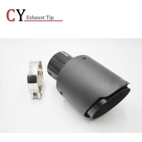 1 Piece Carbon Fiber Black Stainless Steel Universal Car Exhaust Pipe Tip Tailtip Car Exhaust Muffler