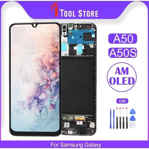 100% OEM For Samsung Galaxy A50 A50S LCD Touch Screen Display OLED Digitize Assembly Replacement Frame With Gift