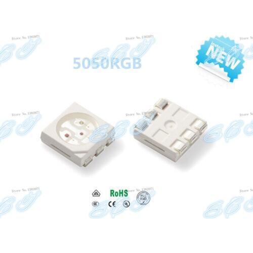 1000pcs SMD/SMT 5050 RGB LED PLCC-6 3-CHIPS RED BLUE 300-500MCD GREEN 1000-1200MCD Super Bright lamp light bead