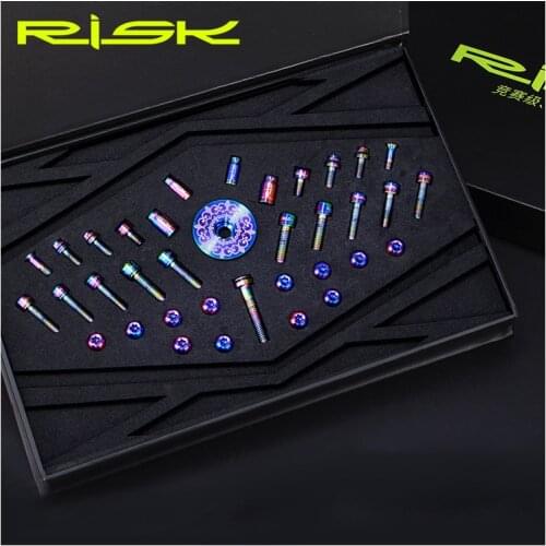 RISK 36pcs Titanium Alloy Screw Kits for MTB Bike Common Bolts Screw Derailleur /Brake/Cage/Valve Cap/Fixing Bolts with Washer