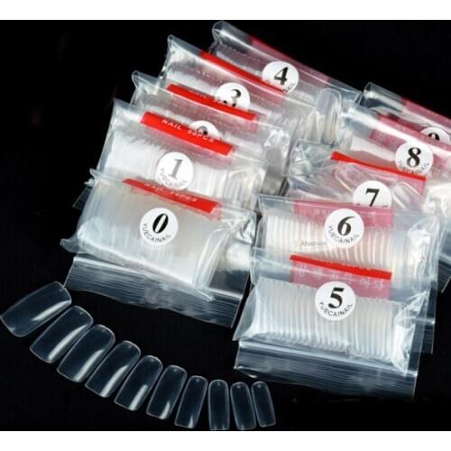 500pcs Transparent Full French False Nail Tips nails art Acrylic UV Gel fake easy clear color tip