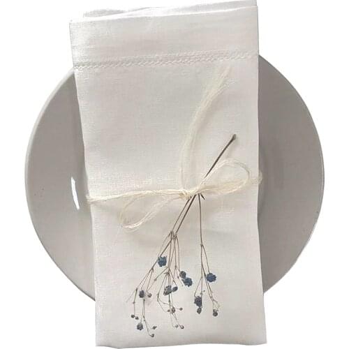 6 Pieces Of Linen Solid Color Napkins Placemats Napkins Multi-Size Home Restaurant Simple White Embroidery Napkins 45x45 20x20CM