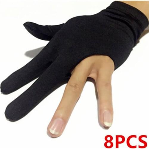 8/4pcs 3 Fingers Billiards Snooker Gloves Pool Cue Gloves Black Left Hand Billiard Accessories