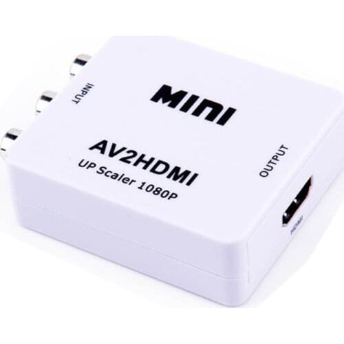 HDMI TO AV Scaler Adapter HD Video Converter Box HDMI to RCA AV/CVSB L/R Video 1920*1080P HDMI2AV Support NTSC PAL Black White