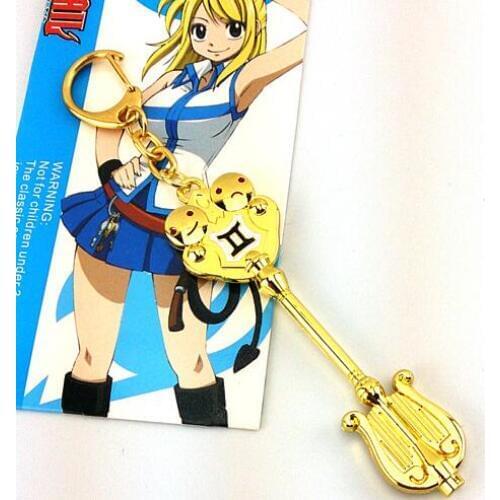 Fairy Tail anime Lucy Heartphilia Zodiac Keys Leo/Gemini/Aquarius/virgo keychain 9CM Double 3D anime accessories Nice key chain