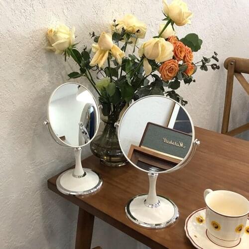 CSHOU191 Stand Makeup Compact Mirror Magnification Tabletop Vanity Table Round Mirror Double Sided Makeup Tool