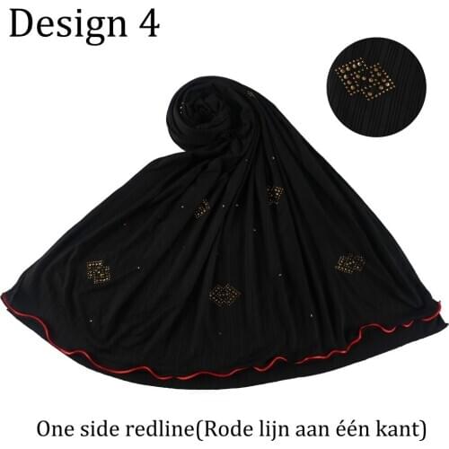 Roma lined D4 Double diamond shape with one side red line jersey scarf for muslim Islam women Femme musulan
