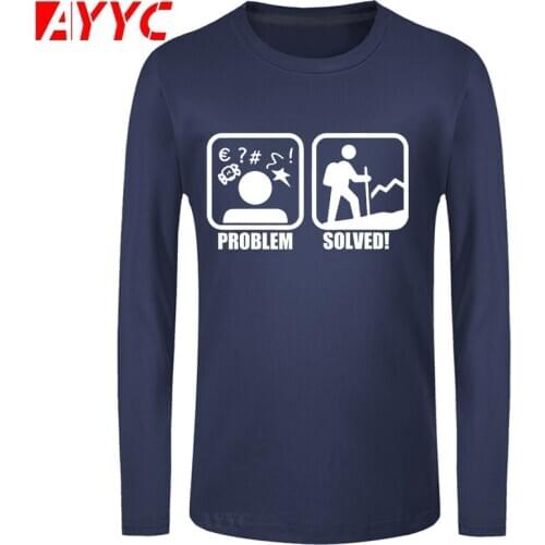 AYYC long sleeve tee Climb Problem Solved Funny Printed T Shirt Men Summer Casual Tops Tees Cotton Climber Gift Tshirt Homme