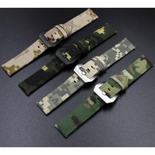 Leather Watchband 20mm 22mm Canvas Camouflage Watch Strap Band Military Watches Bracelet Pulseira for Men Watch Accessories