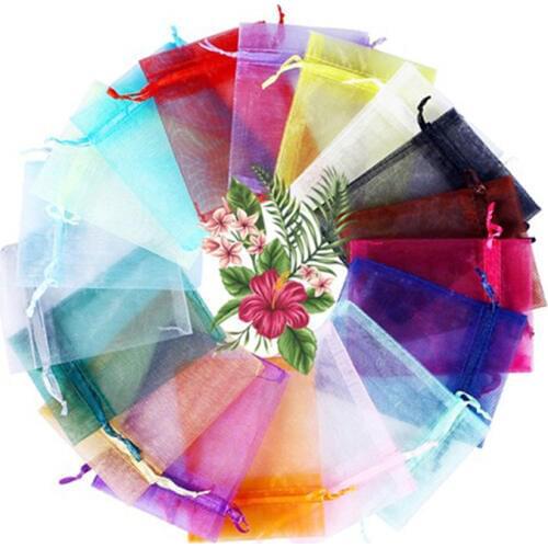 KEJIALAI 7x9 10x12 10x15 13x18cm 50pcs 17 Colors Jewelry Bag Wedding Gift Organza Jewelry Bag Display Packaging Jewelry Pouches