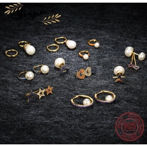 New style ladies zircon pearl heart ear clip luxury fashion Monaco exquisite jewelry gift 925 silver