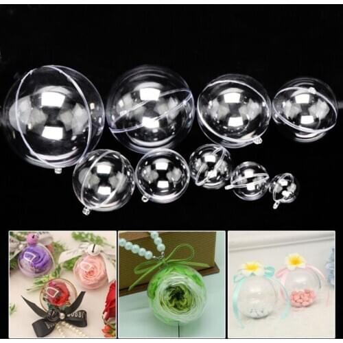 10pcs Clear Fillable Candy Box Christmas New Year Bauble Xmas Tree Ball Ornament Gift Exquisite Present Box Decor