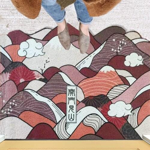 Mountain Flower Front Door Mat Outdoor Mud Absorbent Welcome Mat Entrance Door Mat Rug Outside Patio/Inside Entry Way Carpet