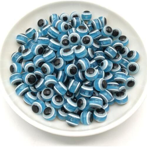 Wholesale 6/8 /10mm Round Resin Gasket Beads Mixed Evil Eye Beads For Jewelry Making Accessories #07