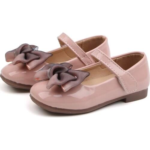 Shoes Fashion Solid Color Children Bow Little Girls Leather Shoes Toddler Girls Shoes