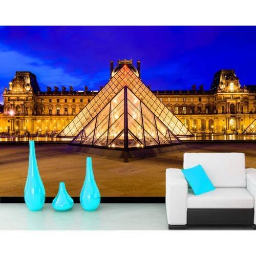 Papel de parede Louvre glass pyramid 3d wallpaper mural,living room tv sofa wall bedroom wall papers home decor restaurant mural