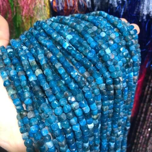 Natural Blue Apatite Artificial Polishing of Irregular Beads for DIY Necklace Jewelry Bracelet Size 4*4
