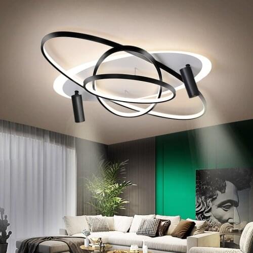 2021 new post-modern living room chandelier creative led simple personality art aluminum oval ring bedroom dining room lamp