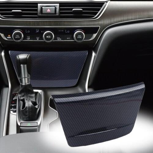 New Black Carbon Fiber Texture Car Console Cigarette Cigar Lighter Trim Decor Fit for Honda Accord 2018