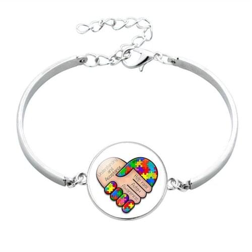 Autism Awareness Charm Bangle Bracelet Alloy Bracelets Girl Jewelry