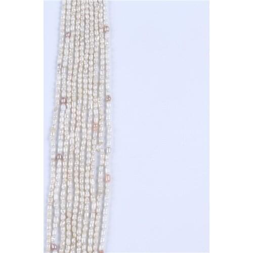 Wholesale cheap 3-4mm rice shape real freshwater pearl strands