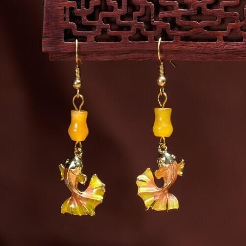Original Earrings National Style Jewelry Wholesale Souvenir of Scenic Spot Koi Dragonfly Earrings