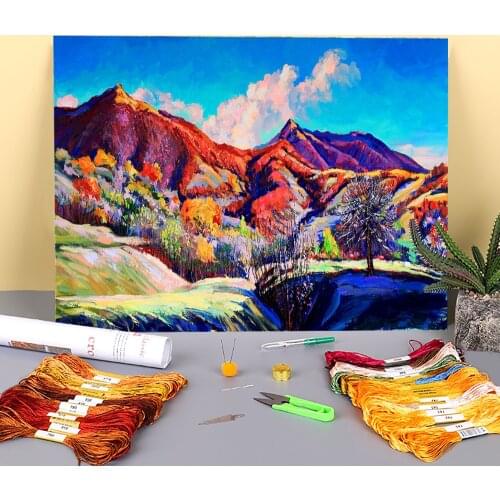 Landscape Warm Autumn Printed 11CT Cross-Stitch Embroidery Complete Kit DMC Threads Craft Painting Hobby Needlework Design