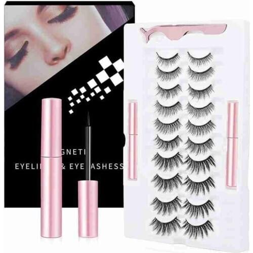10 Pairs Fluffy Dramatic Eyelashes Mink Lashes Handmade Magnetic False Eyelashes Makeup Thick Fake Fluffy Dramatic Eyelashes