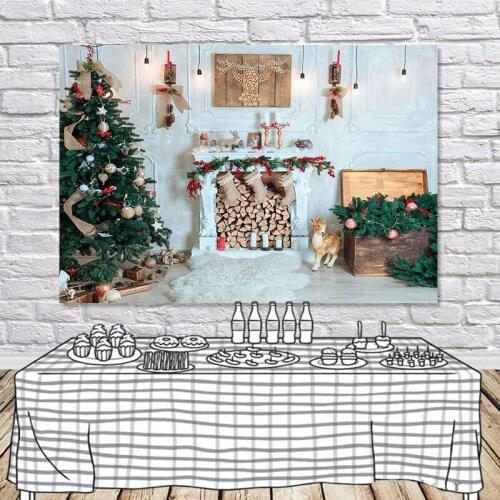 Christmas Photography Backdrop Green Trees Printed 7x5ft Vinyl Photo Background