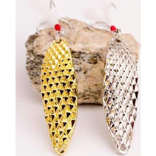 Fishing Lure Spoon Bait 5-20g Artificial Lures Spinner Lure Metal Bait Fishing Tackle Armed With Feather Hook