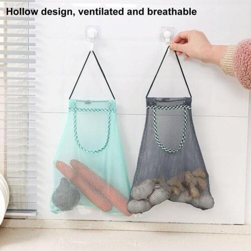 Comfortable Creative Washable Hanging Vegetable Net Bag Polyester Vegetable Mesh Bag Machine Washable for Kitchen