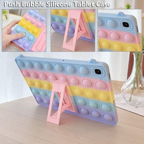 Bubble Silicone Case for Samsung Galaxy Tab A7 10.4 T500 T505 T220 Tab A 10.1 2019 SM-T510 T515 Tab A 8.0 2019 S6 Kickstand Case