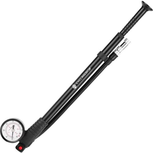 Foldable 120psi High-pressure Bike Air Shock Pump with Lever & Gauge for Fork & Rear Suspension Mountain Bicycle
