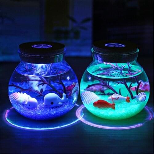 Novelty RGB LED Night Lamp Romantic Sea Fish Stone Ocean Bottle Night Lights For Children Baby Christmas Gift Bedroom Decoration