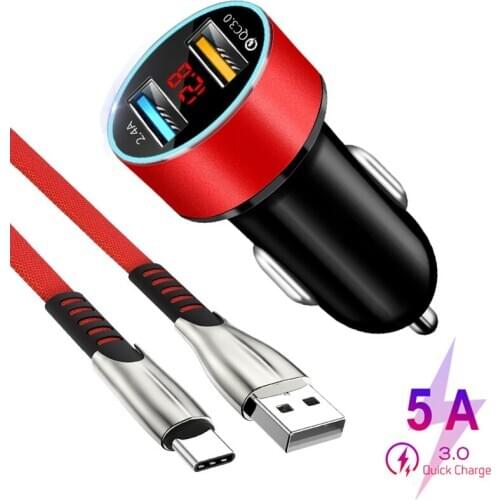 5A Type C USB Phone Cable Type C Fast Charging Cable For Xiaomi 10 9 Pro Redmi 9 10X Note 8 9 9S Pro 8T QC 3.0 Phone Car Charger