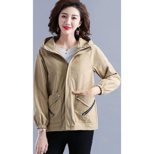 Womens Jacket 2021 New Autumn Long Sleeve Hooded Basic Coats Causal Windbreaker Female Zipper Jacket Outwear Plus Size