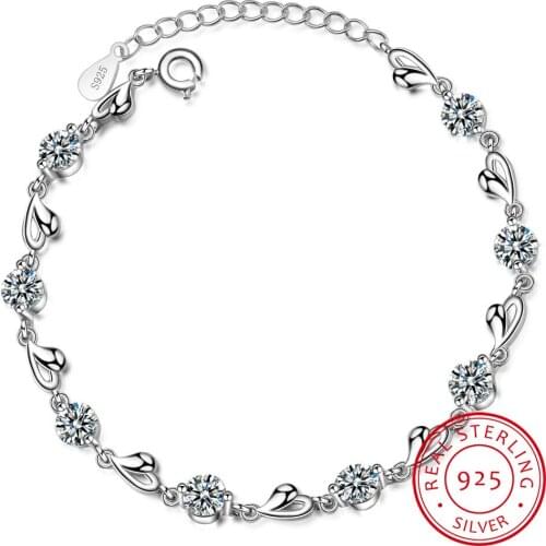 Delicate 925 Sterling Silver Zirconia Love Heart Shaped Bracelets For Women Valentines Gift Wedding Fine Jewelry S-B227