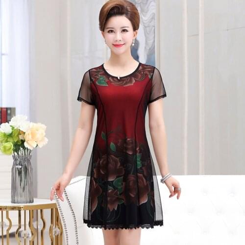 2020 Women Summer Dress Short sleeve Hollow Out Gauze Chiffon Vestidos Elegant Dresses Pleated vestidos mujer Floral Robe