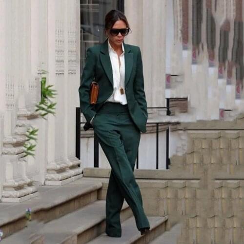 VEIAI 2021 Winter Women Suit Notched Full Sleeve Blazers Pants Suit Office Lady Two Piece Set Tracksuits Casual Outfits