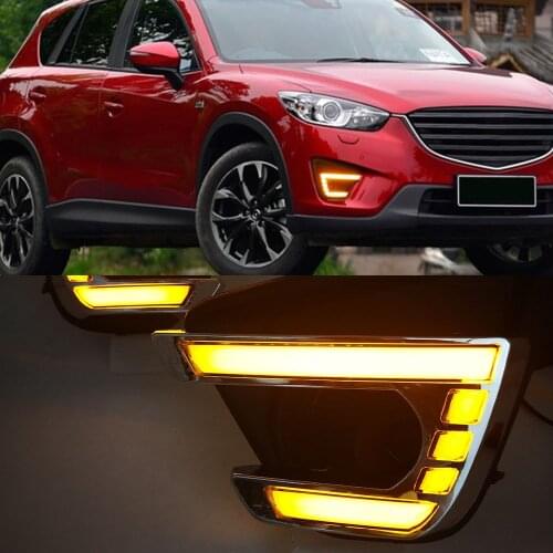 Car Flashing 1Set Auto DRL For Mazda cx-5 cx5 2012 2013 2014 2015 2016 led daytime running light turn signal yellow fog lamp