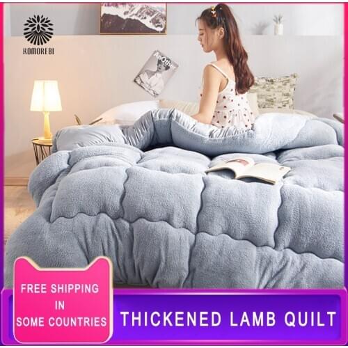 1PCS Lamb Cashmere Velvet Fabric Warm Winter Wool Quilt Thicken Comforter Duvet Blanket King Queen Size Double Cashmere Bedding