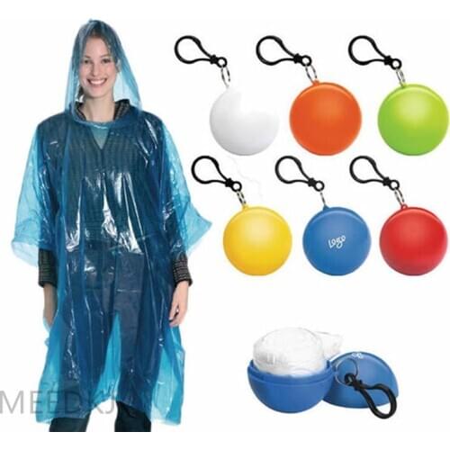 1 Pcs Portable raincoat disposable poncho unisex raincoat ball cape key ring ball