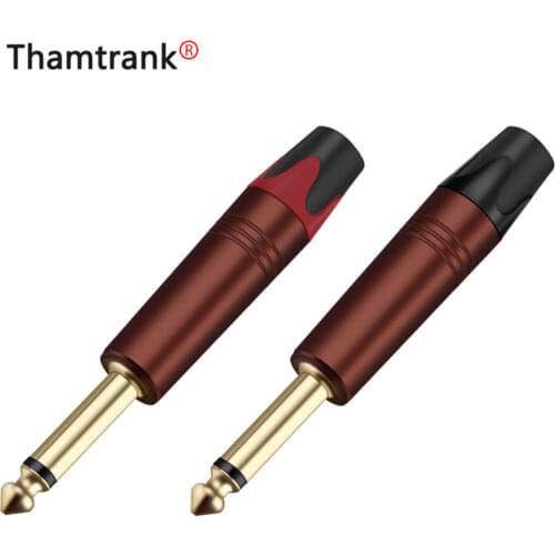 10pcs 2 poles 6.35mm mono sophomore core amplifier microphone 6.35mm jack 1/4" mono male connector 6.3mm 6.5mm audio plug jack