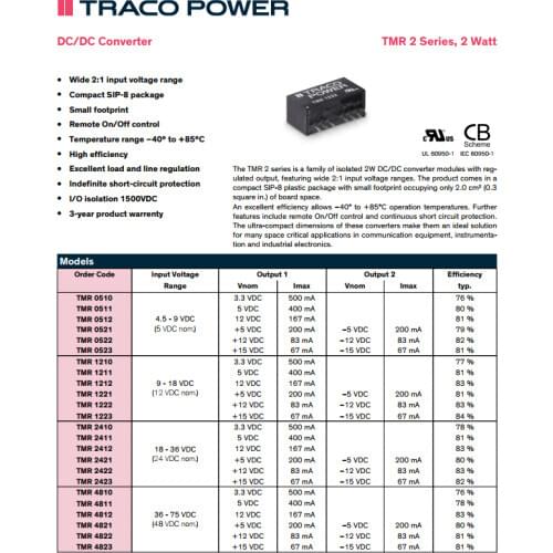 10pcs/Lot TMR-2423 TMR 2423 Non-Isolated DC/DC Converter +/-15V 2W Output-15V-15V-67mA-67mA input-18V-36V
